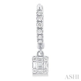 1/3 Ctw Petite Square Shape Fusion Diamond Fashion Huggies in 10K White Gold